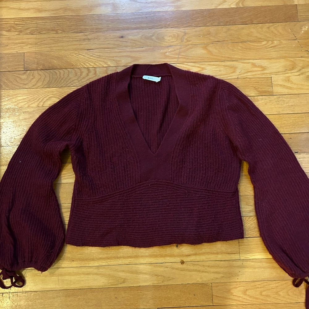 A.L.C. Deep Red V-Neck Sweater